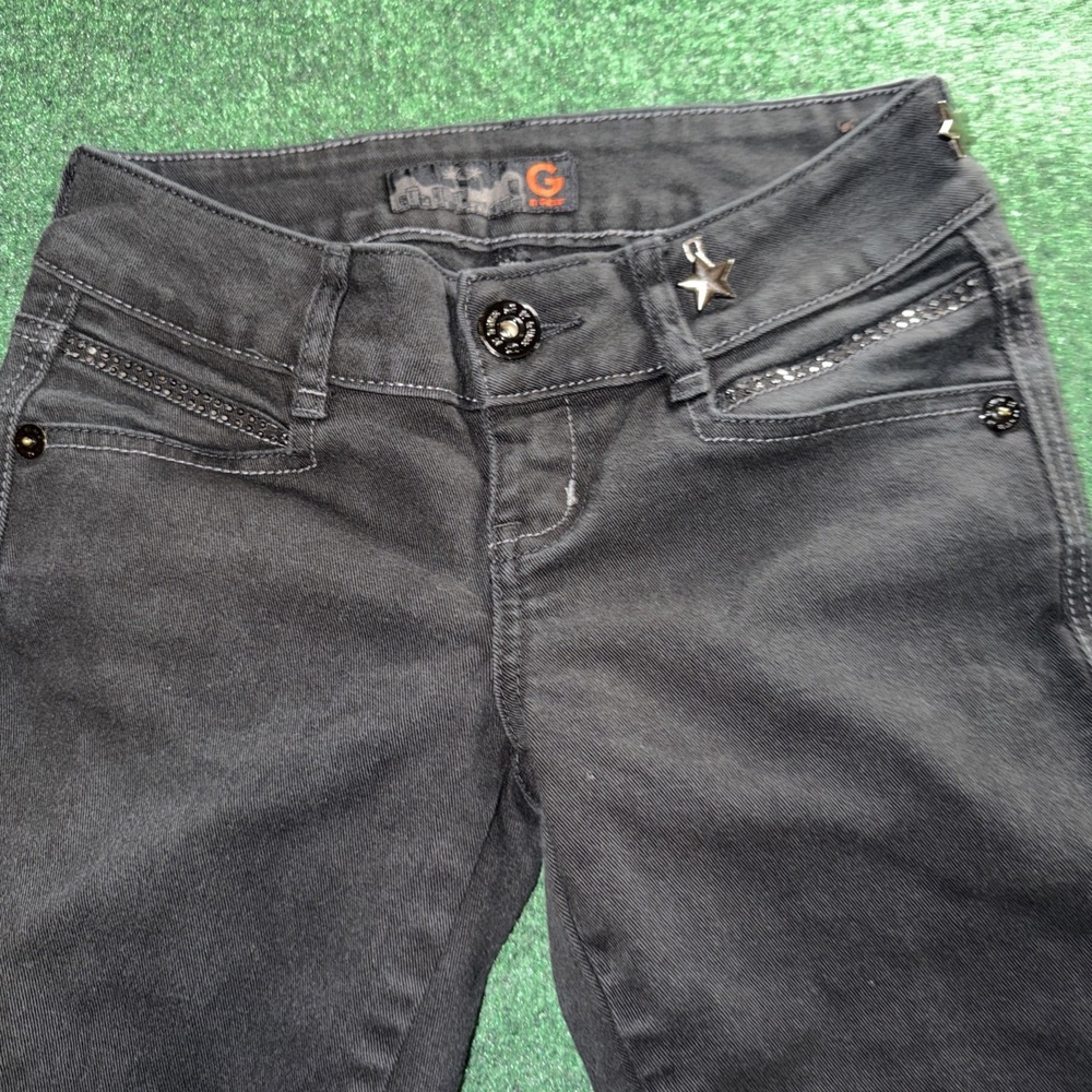 G by GUESS Womens Size 25W Dark Wash Bootcut Jeans Metallic Rose G Back Pockets - Picture 5 of 9